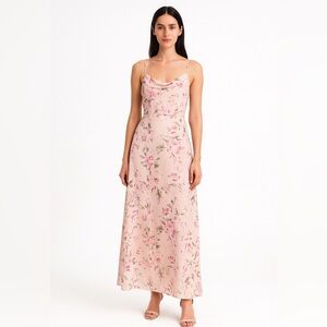 Revelry pink floral a line maxi dress size 6 skye cowl neck bridesmaid formal
